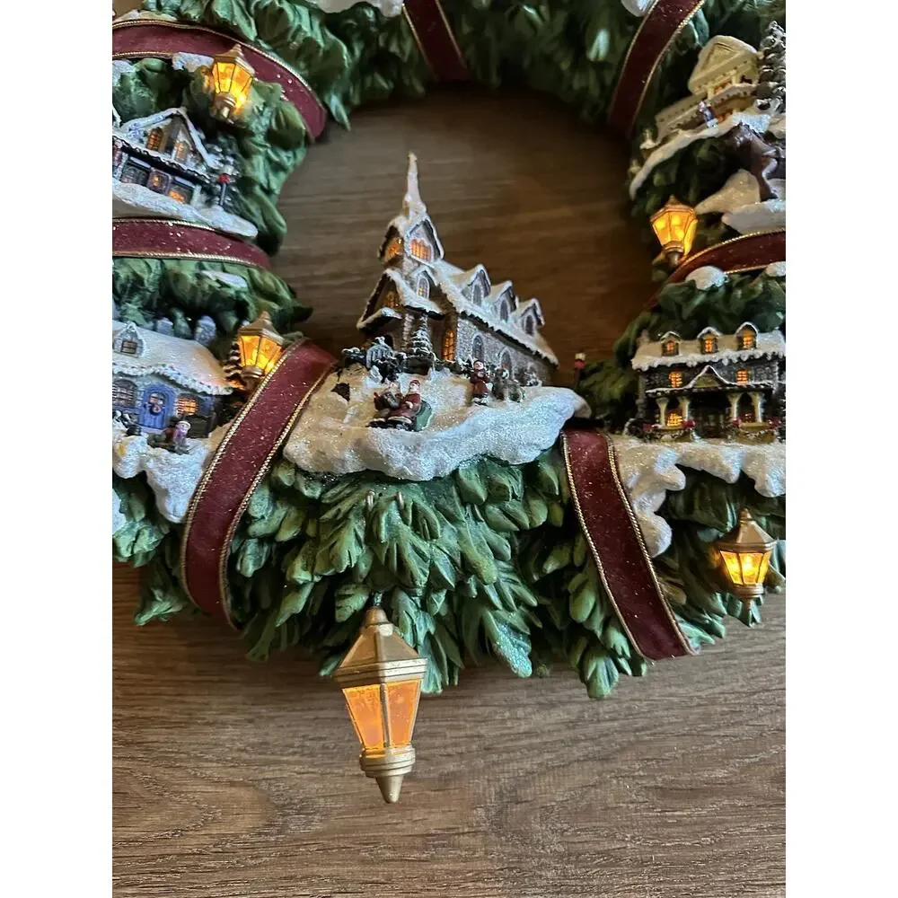 Thomas Kinkade Christmas Village Wreath Hamilton Collection